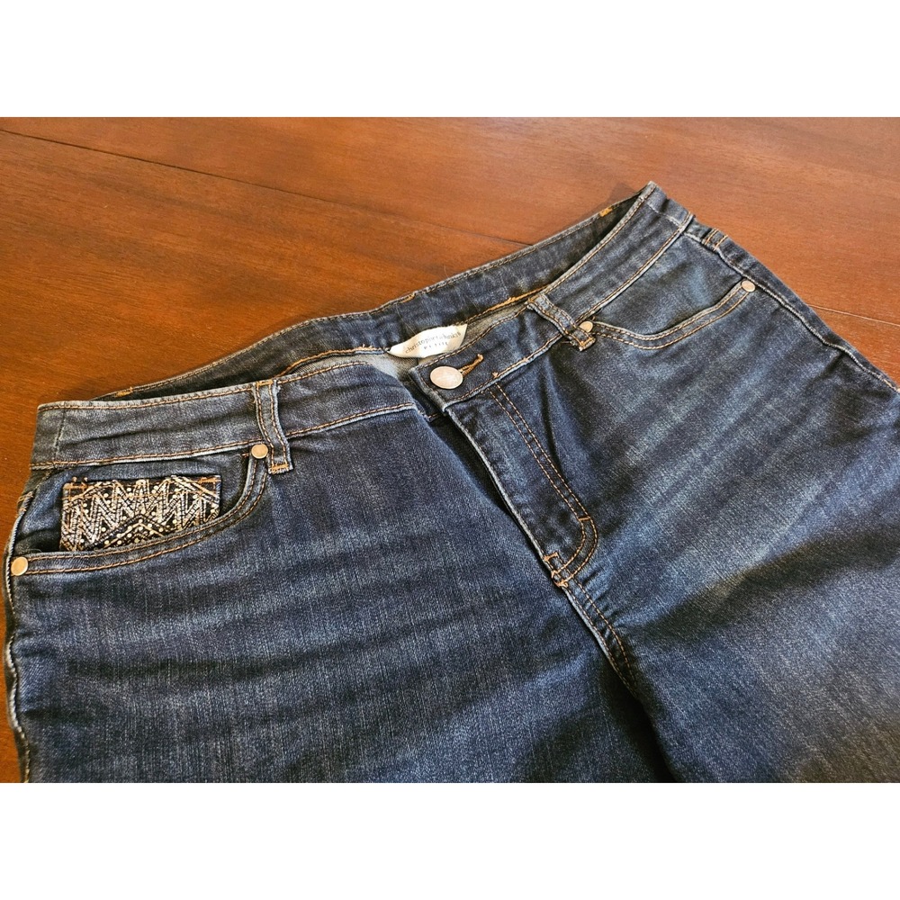 Christopher & Banks Jeans Women 12P Blue Embroidered Embellished Straight Leg